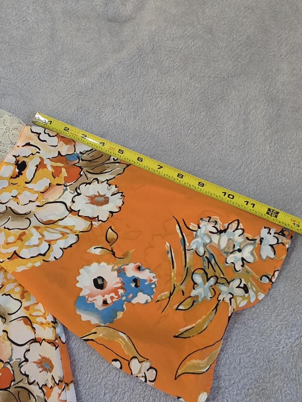 Floral Kimono Cover Up With Lace Inserts Size L - Picture 6 of 7